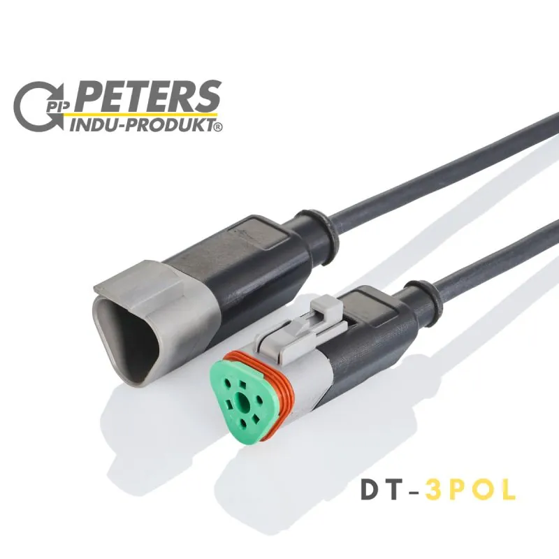 Deutsch DT 3-polig, Stecker und Buchse mit angespritzter Leitung
